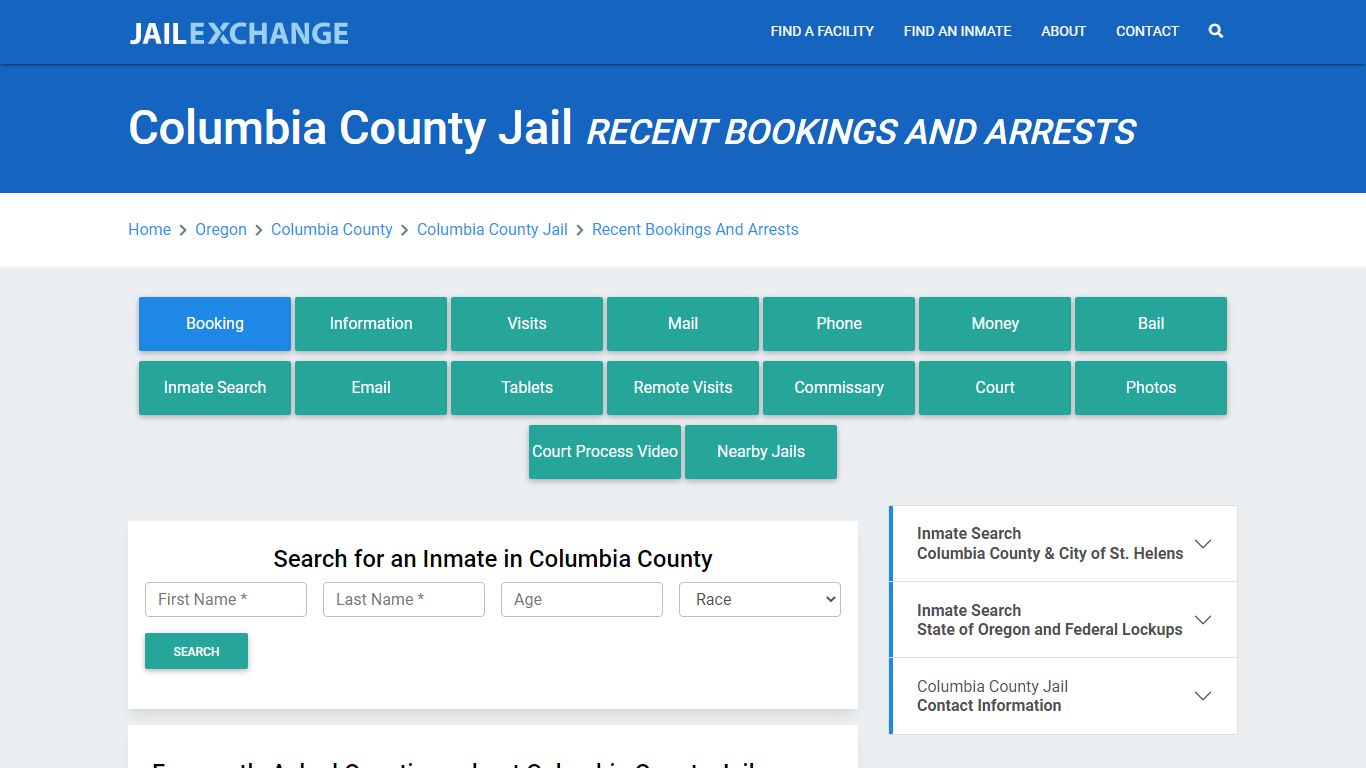 Columbia County Jail Recent Bookings And Arrests - Jail Exchange